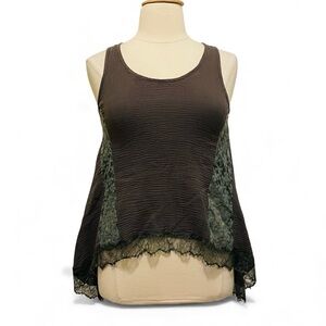 POL Gray Tank with Lace sz S